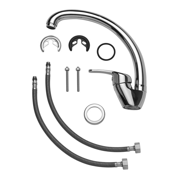 Смеситель для кухни/мойки AQUEDUC однорычажный, поворотный, высокий излив, керамический, длина 217 мм, высота 194 мм, латунь, цвет хром 345384