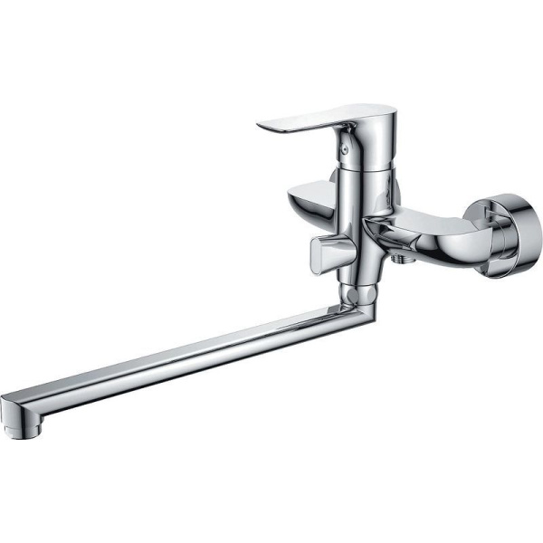 Смеситель для ванны/душа HAIBA CRON однозахватный, хромированный, настенный, излив длинный 359 мм, поворотный, силумин, цвет хром