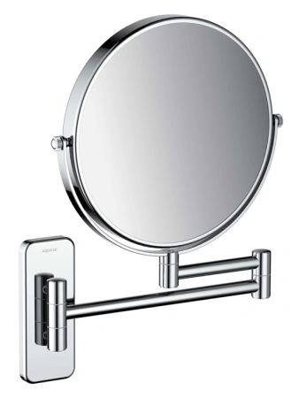 Зеркало Aquatek AQ4910CR косметическое, круглое, настенное, увеличение x 3, двустороннее, телескопическое, цвет хром, латунь