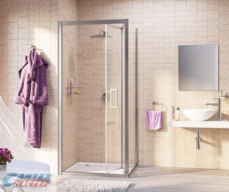 Душевой уголок Wasserkraft Weser 90х90х200 см, без поддона, квадратный, без крыши, раздвижной, акриловый, стеклянный, пластиковый, хромированный профиль, без антискольжения, комплект, для душа, ванной, квартиры, дома, дачи, размеры, метр, литой