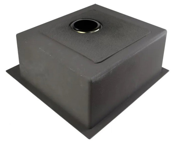 Мойка кухонная Siriusline, 50х50 см, врезная, нержавеющая сталь, квадратная, цвет: графит, с отверстием под смеситель, слив-перелив, без крыла в комплекте: мойка, коландер, дозатор, сифо