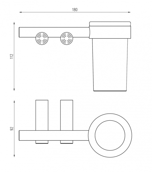 Стакан с держателем ABBER Osten 316 для зубных щеток, настенный, нержавеющая сталь/стекло, в ванную, цвет матовое стекло/золото брашированное AA1860BG