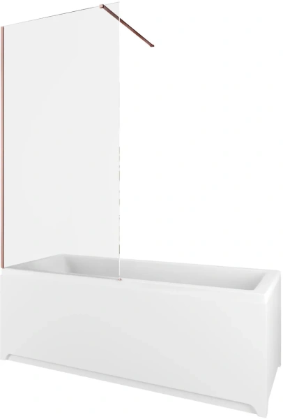 Шторка на ванну Allen Brau Infinity 3 универсальная, размер 825х1600 мм, закаленное стекло 8 мм, фиксированная, стекло прозрачное, профиль медь браш