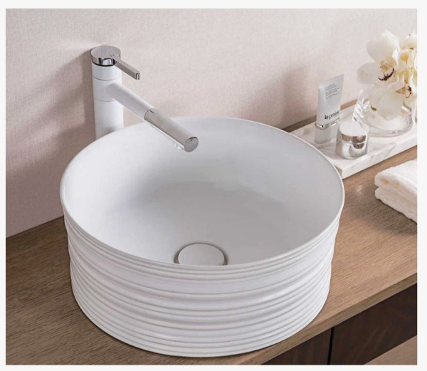Раковина для ванной CeramaLux W1532(78420) 40,5х18х40,5 накладная, круглая, керамическая/фарфоровая, цвет белый, без отверстия под смеситель, без слива-перелива