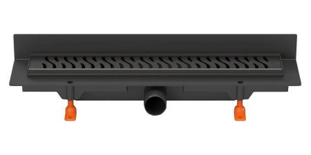 Водоотводящий желоб MCH CH 450 HC2 Harmony 450 мм черный, пристенный, с решеткой и боковым сливом для монтажа к стене, D40 трап линейный для душа в полу, под плитку, сливной