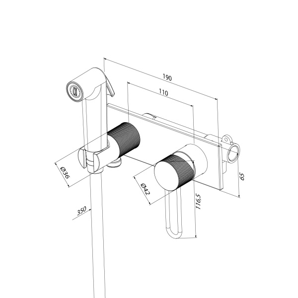 Смеситель IDDIS Duna с гигиеническим душем, встраиваемый, однорычажный, керамический, без излива, с гибким шлангом/лейкой, латунь, цвет глянцевый хром