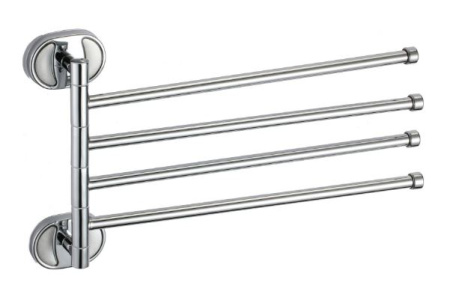 Полотенцедержатель четверной Ekko поворотный, настенный, форма округлая, металлический, для полотенец в ванную/туалет/душевую кабину, цвет хром