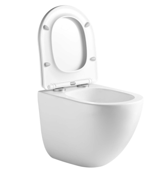 Унитаз подвесной Aquatek Гелиос 505х360х370 мм белый, горизонтальный (в стену) выпуск, сиденье ультра-тонкое, легкосъемное из дюропласта с механизмом плавного закрывания, смыв Торнадо