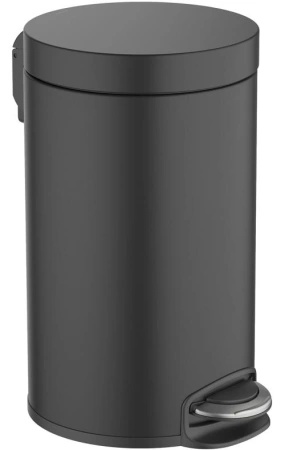 Ведро для мусора Aquatek AQ4992MB с педалью, с крышкой, 8 л, напольное, нержавеющая сталь, форма округлая, для туалета/ванной/кухни, цвет матовый черный