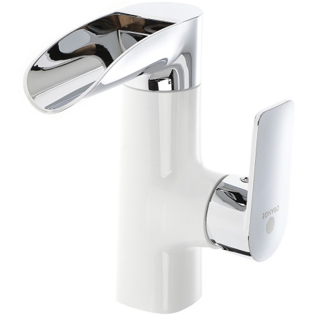 Смеситель для раковины/умывальника Orange OneLife, однорычажный, поворотный, керамический, длина излива 118 мм, полимерный, цвет хром/белый