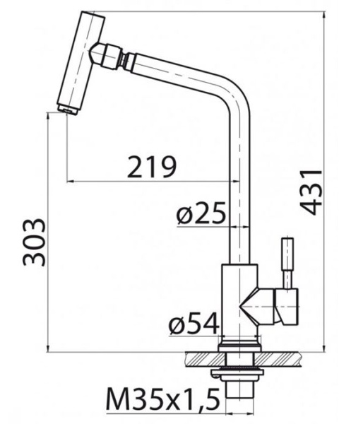 Смеситель для кухни/мойки SmartSant SM134040AA с вытяжной / выдвижной двухрежимной лейкой однорычажный, с поворотным изливом, хромированный
