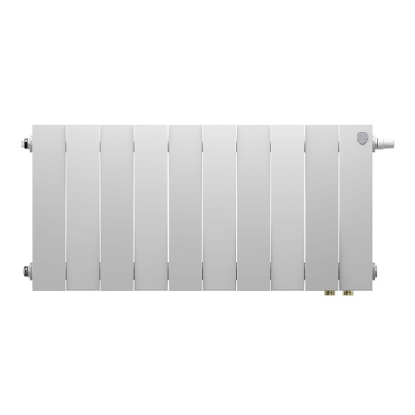Радиатор отопления Royal Thermo PianoForte 300 Bianco Traffico VDR80 (10 секций) биметаллический, нижнее, правое подключение, для квартиры, дома, водяные, мощность 1230 Вт, настенный, батарея, белый