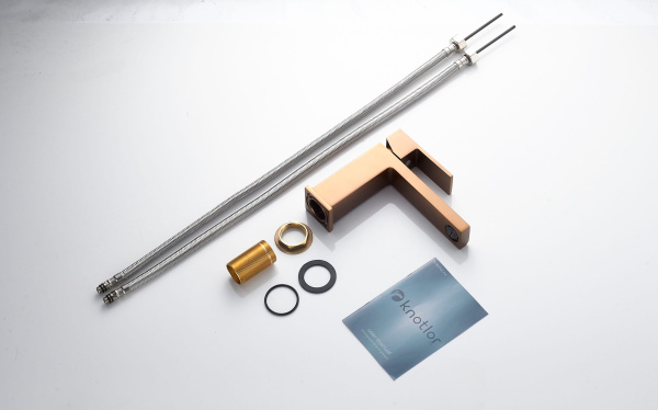 Смеситель для раковины/умывальника Knotlor Stable, однорычажный, неповоротный, керамический, длина излива 136 мм, латунь, цвет бронза матовая