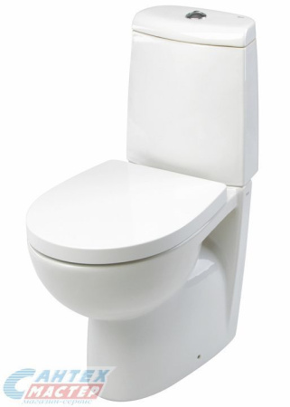 Унитаз компакт Roca Victoria Nord, БЕЛЫЙ, горизонтальный (прямой) выпуск, напольный, без сиденья, нижняя подводка воды, арматура ДВОЙНОЙ слив, чаша с бачком, АНТИВСПЛЕСК