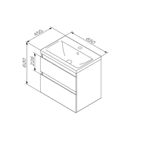 Тумба под раковину AM.PM X-Joy 65, 625x445x600 мм, подвесная, цвет черный матовый, 2 выдвижных ящика, под раковину/умывальник, прямоугольная, правая/левая, универсальная