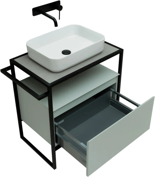 Тумба под раковину Allen Brau Priority 70, напольная, 700х450х750 мм 1 выдвижной ящик, цвет папирус матовый, прямоугольная, в ванную комнату, стиль лофт 