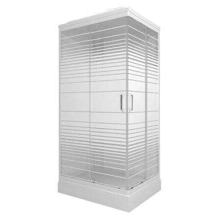 Душевая кабина Тритон Квадро A 120х80х228 см поддон низкий, прямоугольный, без гидромассажа, с верхним душем, передние стекла (рисунок полосы) задние белые, смеситель, профиль алюминий белый, закрытая