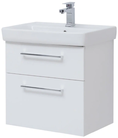 Тумба/база под раковину Dreja Q MAX 70 см, подвесная, цвет: белый глянец, 2 выдвижных ящика, ЛДСП/МДФ, шкаф/шкафчик подвесной, (подходит раковина для тумбы Dreja Q 70,4х47,3 (191645))