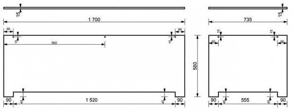 Панель боковая Эстет Честер 73,5 см, для ванны, ABS-пластик, цвет: белый матовый, (экран для ванны) прямоугольный, торцевая панель, универсальная