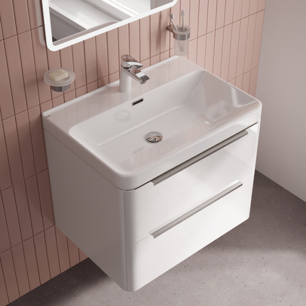 Умывальник мебельный IDDIS Optima Home 70 см прямоугольная, сантехнический фарфор, цвет белый, с отверстием под смеситель, слив-перелив, раковина 0177000i28