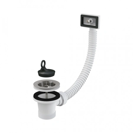 Выпуск для мойки AlcaPlast 1 1/2" с нержавеющей peшeткой Ø70 c прямоугольным переливом А331