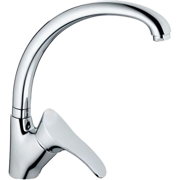 Смеситель для кухни/мойки HAIBA однозахватный, поворотный, латунный, с высоким изливом, длина 171 мм, латунь, цвет хром