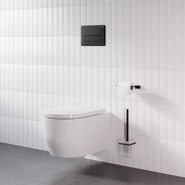 Кнопка смыва Iddis Profix Air черная, клавиша управления для сливного бачка, инсталляции унитаза, двойная, пневматическая, размер 245х165х27,7 мм PRA10B0i77