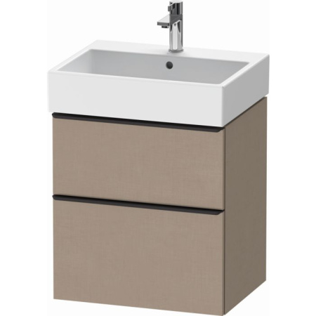 Тумба под раковину Duravit D-Neo, 58,4х44,2х62,5 см, подвесная, 2 выдвижных ящика, ДСП, цвет: лен, шкафчик навесной, прямоугольная, правая/левая, в ванную комнату