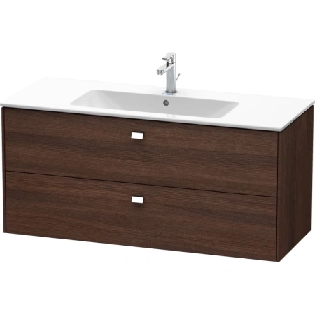 Тумба c раковиной Duravit Brioso, 120х48х61,3 см, подвесная, 2 выдвижных ящика, ДСП, цвет: каштан темный/хром /Vero Air, мебельная, прямоугольная, цвет белый, фарфоровая, 1 отверстие под смеситель, без перелива