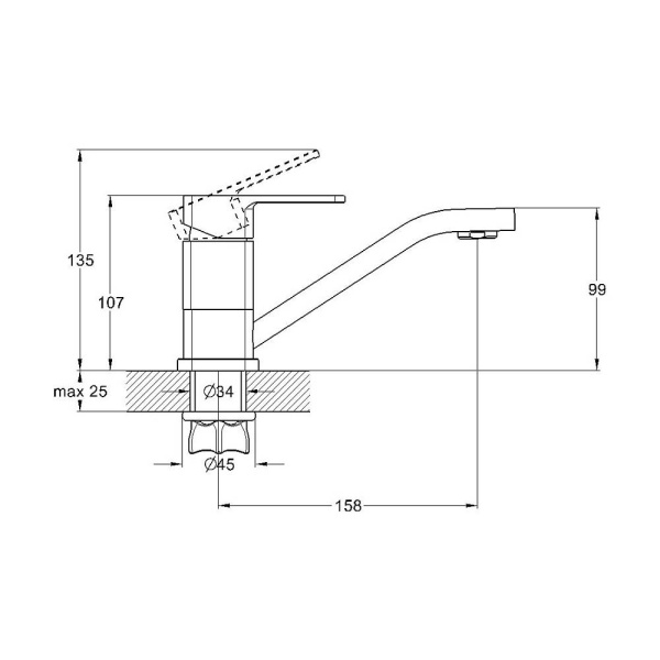 Смеситель для кухни G-lauf с плоским поворотным изливом черный GOR4-B058KB