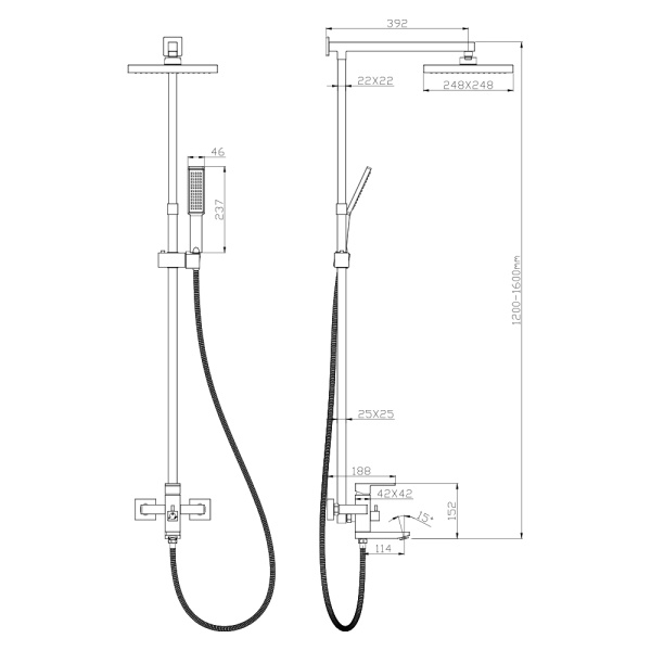 Душевая система Olives Granda 05511GN смеситель с поворотным изливом, 