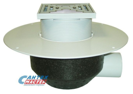 Кровельная воронка Ду75 для ПВХ-мембран, эксплуатируемой кровли, с горизонтальным выпуском, HL 64BP/7