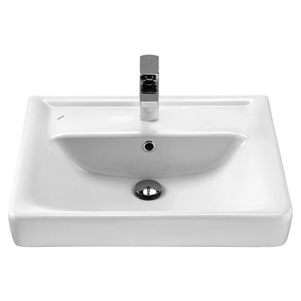 Раковина Santek Тигода 60, 60х47,5х17 см, встраиваемая, прямоугольная, классическая/стандартная, цвет белый, керамическая/фарфоровая, отверстие под смеситель, слив-перелив