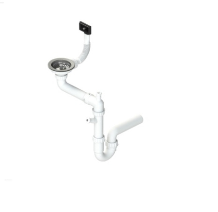 Одинарный сифон,ALVEUS 1XSP 114-PP MTP, с вертикальным переливом, гидрозатвор/мокрый затвор, ABS пластик, для кухонных моек,
