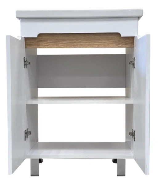 Тумба с раковиной GRADEONIKA Сириус 60, 56,5х44,4х69,5 см, напольная, 2 распашные дверцы, МДФ/ЛДСП, прямоугольная, цвет белый глянец/дуб сонома, (под умывальник COMO 60) 50166