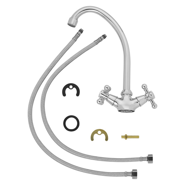 Смеситель для кухни/мойки AQUEDUC двухвентильный, поворотный, длина излива 150 мм, высота 150 мм цинк, цвет хром 346161