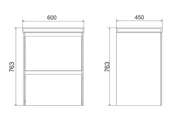 Тумба под раковину Velvex Klaufs 60.2Y, 600х450х763 мм, подвесная, цвет белый, 2 выдвижных ящика/выдвижной органайзер, подходит раковина Como 60, правая/левая, правосторонняя/левосторонняя/универсальная, в ванную комнату