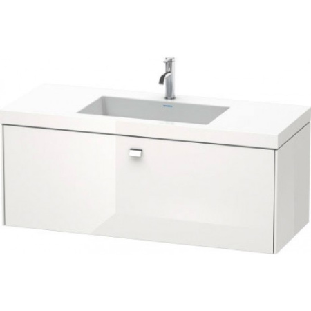 Тумба c раковиной Duravit Brioso, 120х48х50,2 см, подвесная, 1 выдвижной ящик, ДСП, цвет: белый глянец/хром /Vero Air, мебельная, прямоугольная, цвет белый, фарфоровая, 1 отверстие под смеситель, без перелива