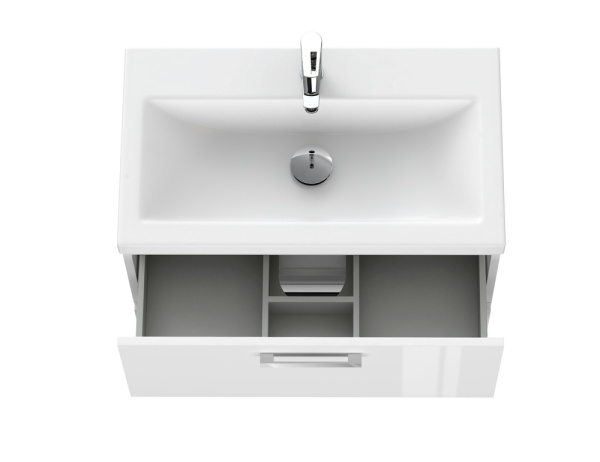 Тумба под раковину Cersanit MELAR 80 для COMO 80, подвесная, напольная, цвет белый, 2 выдвижных ящика, прямоугольная