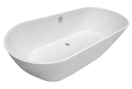 Ванна Эстет Майами, 180,5х78,5 см, литьевой мрамор, цвет- белый матовый, (без гидромассажа, рамы, сифона, фронтальной панели), овальная, левосторонняя/правосторонняя, левая/правая, отдельностоящая