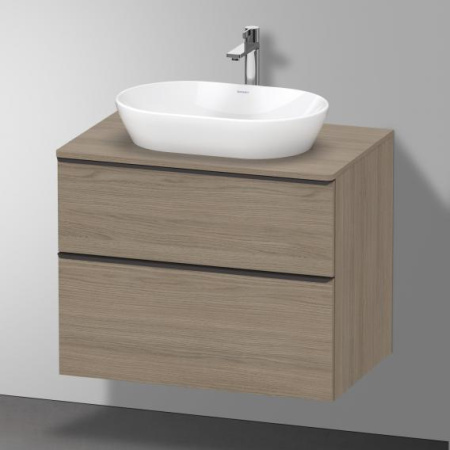 Тумба под раковину Duravit D-Neo, 81х37,2х62,5 см, подвесная, 2 выдвижных ящика, ДСП, цвет: дуб терра, шкафчик навесной, прямоугольная, правая/левая, в ванную комнату