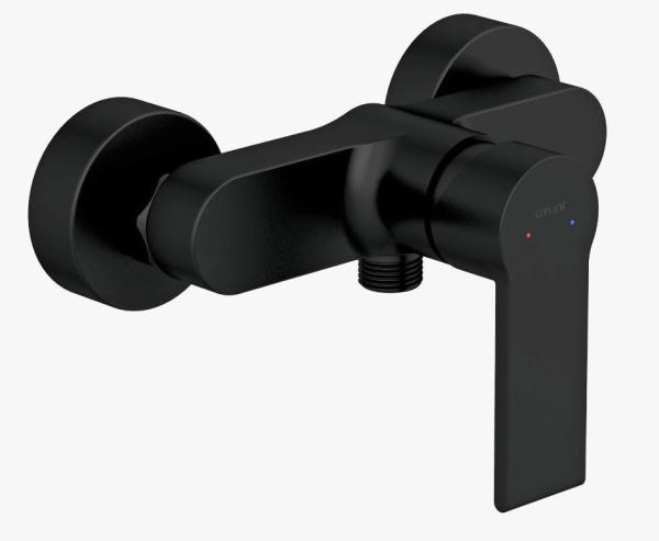 Смеситель для душа Cersanit BRASKO BLACK однорычажный, хромированный, настенный, без излива, латунь, цвет черный