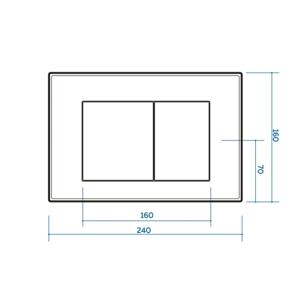 Кнопка смыва Olives Porto, прямоугольная, цвет хром, пластик, клавиша управления для сливного бачка, инсталляции унитаза, двойная, механическая, панель, универсальная, размер 244х162х11 мм