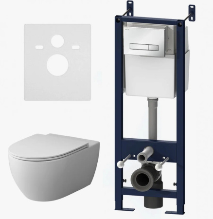 Комплект унитаза с инсталляцией Am.Pm, унитаз подвесной Awe FlashClean, горизонтальный/в стену выпуск, кнопка двойная Start S (белый глянцевый), сиденье микролифт, быстросъёмное