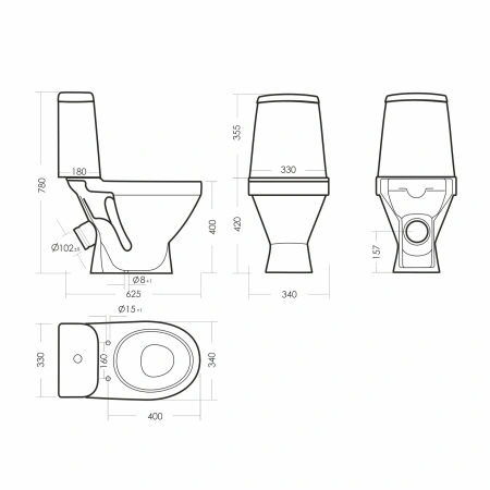 Унитаз компакт Sanita Лада Комфорт, белый, косой выпуск, напольный, сиденье дюропласт с микролифтом, арматура 1-режим Alcadrain/OLI