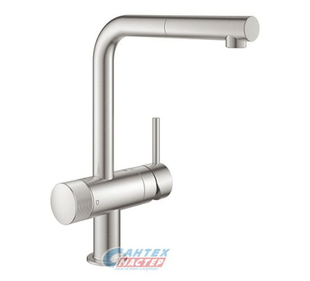 Смеситель для кухни/мойки Grohe Blue Pure Minta однорычажный, керамический, с поворотным выдвижным изливом, длина 223 мм, латунь, цвет суперсталь, кухонный, вертикальный, однорукий, одноручный, однозахватный, одноручковые, кран, комплект, сантехника