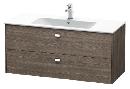 Тумба под раковину Duravit Brioso, 122х47,9x55,3 см, подвесная, 2 выдвижных ящика, ДСП, цвет: сосна терра/хром, шкафчик навесной, механизм доводчика, прямоугольная, правая/левая, в ванную комнату