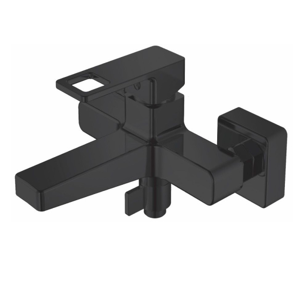 Смеситель для ванны/душа HAIBA однозахватный, хромированный, настенный, излив литой 204 мм, неповоротный, латунь, цвет черный