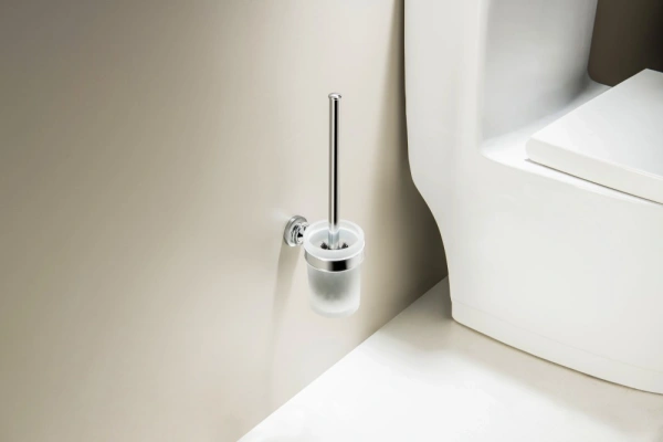 Ершик для унитаза Aquatek Классик настенный, материал латунь/стекло, округлый, для туалета/унитаза, ванную комнату/туалет, цвет хром