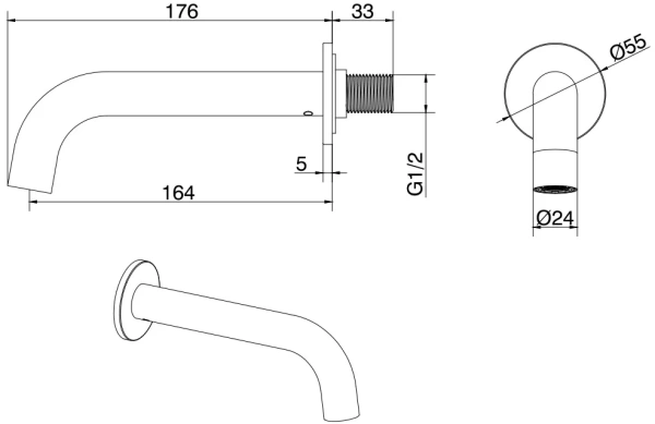 Излив Allen Brau Priority для ванны, длина 164 мм цвет хром, латунь, встраиваемый/встроенный